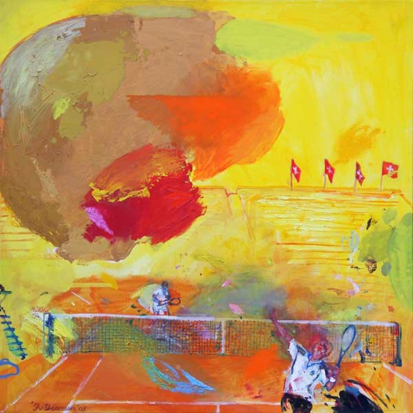Sportgemälde mit Tennis von Jan van Diemen, art, painting, sports