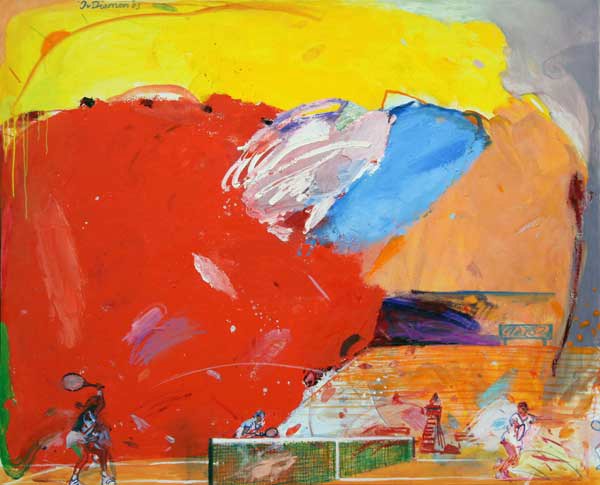 Sportgemälde mit Tennis von Jan van Diemen, art, painting, sports