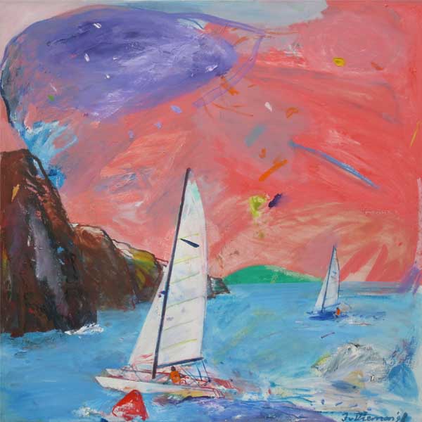 Sportgemälde mit Catamaran von Jan van Diemen, art, painting, sports