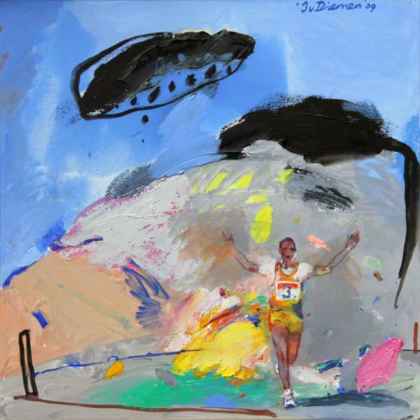 Sportgemälde mit Marathon von Jan van Diemen, art, painting, sports