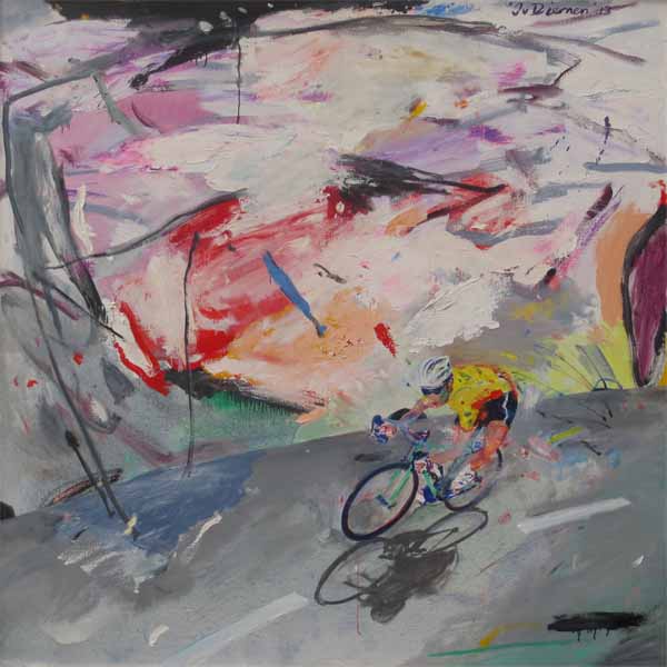 Sportgemälde mit Radsport von Jan van Diemen, art, painting, sports