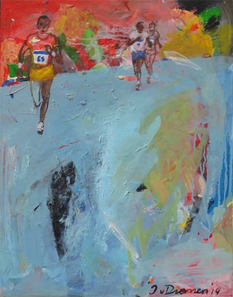 Sportgemälde mit laufen von Jan van Diemen, art, painting, sports