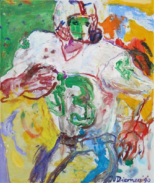 Sportgemälde mit American Football von Jan van Diemen, art, painting, sports